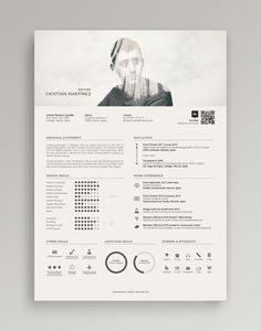 a clean and modern resume template with an image on the front, in black and white