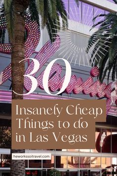 the entrance to an las vegas casino with palm trees and pink polka dots on it