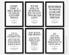 six black and white posters with the words you can't tell what they are