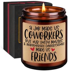 PRICES MAY VARY. Funny gifts for coworkers & friends; Featuring a funny saying “A job made us coworkers, but our potty mouths & inappropriate conversations made us friends”, our candle makes a great gift for your coworkers; A unique and funny gift for your coworker, coworker friend, favorite coworker, work bestie, best friend, colleague A huge hit at many occasions; This is a hilarious candle for those coworkers that turned into friends; Perfect as coworker birthday gifts, coworker leaving gifts Coworker Leaving Gift, Goodbye Gifts For Coworkers, Farewell Gift For Coworker, Funny Coworker Gifts, Coworker Leaving, Us Friends, Coworker Birthday Gifts, Work Bestie, Coworker Gifts