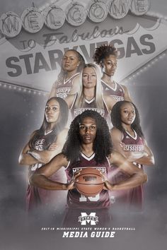 the poster for the women's basketball team that is on display at the media guide