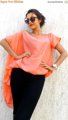 Now trending: PURPLE SALE 25% OFF Coral Asymmetrical Silk Cotton Top / Extravagant Chiffon Blouse Tt25 https://www.etsy.com/listing/200848157/purple-sale-25-off-coral-asymmetrical?utm_campaign=crowdfire&utm_content=crowdfire&utm_medium=social&utm_source=pinterest Womens Tank Tops, Loose Top, Fashion Group, Loose Tops, Chiffon Blouse, May 11, Boho Chic Fashion, Cotton Top, Sheer Blouse