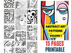 abstract art patterns volume 1 15 pages printable coloring book for adults and children, includes 5