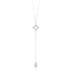 Bring a little bit of flair to your look with this stylish Addison Single Long... Luxury Silver Drop Necklace For Gift, Modern White Necklace With Silver Chain, Modern White Silver Chain Necklace, Luxury Silver Necklace With Detachable Pendant, Elegant Long Drop Silver Chain Necklace, Luxury Silver Pendant Lariat Necklace, Elegant Silver Drop Necklace, Silver Chain Necklace With Detachable Pendant, Silver Necklace With Delicate Long Drop Chain