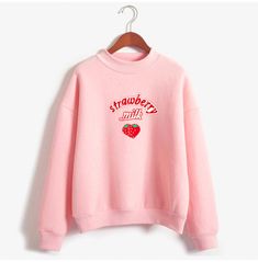 Japan Sushi, Style Kawaii, Cartoon Sweatshirts, Turtleneck Sweatshirt, Strawberry Milk, Sweatshirt Women, Winter Sweatshirt, Comfy Sweatshirt, Women Hoodies Sweatshirts