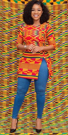 Kitenge Fashion, Ankara Dress Designs, African Attire Dresses, Ankara Tops, African Print Tops, Best African Dresses, Short African Dresses, African Fashion Skirts, Gaun Fashion