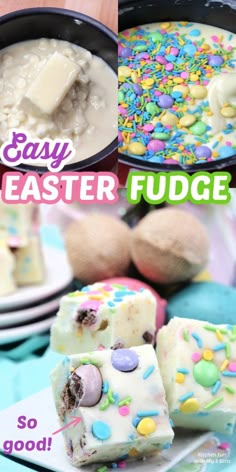 easy easter fudge recipe for kids to make with marshmallows and sprinkles