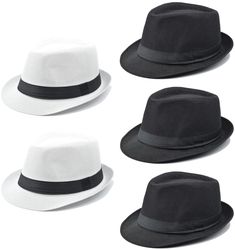 PRICES MAY VARY. Material: Made of 100% polyester, comfortable and breathable for all day wear. Size: unisex hat, one size fits most. Height: 3.9 inches; hat brim: 1.8 inches; head circumference: 22.9 inches. Design: Short brim and curled design. Decorated with black ribbon,Classic fedora hat style. This fedora hat suit for summer wear, because it can protect you from UV rays. Occasions: Perfect fedora hat for 1920s party, Kentucky Derby themed outfit, Halloween, Christmas, wedding, formal occas Cheap Black Fedora With Short Brim, Affordable Black Beach Fedora, Cheap Black Fedora Hat, Classic Black Fedora One Size, Black Fedora Hat With Upf 50+, Fedora Hat Summer, Fedora Hat Style, Mens Fedora Hat, Suit For Summer