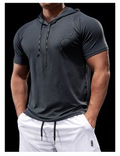 Compression Slim Fit Hooded Bodybuilding T Shirt - Men's Fitness Apparel, Men's Sports & Fitness T Shirts | Vivinch Cheap Men's Workout T-shirt, Cheap Men's Tops For Sports Season, Cheap Men's Training T-shirt, Bicep Tshirt, Cheap Compression T-shirt For Gym, Cheap Men's Tops For Light Sports, Fitness T Shirts, Bodybuilding T Shirts, Workout Routine For Men