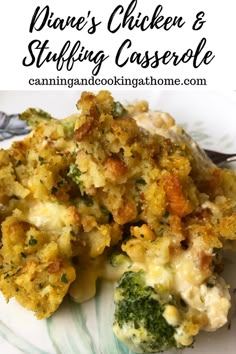 broccoli and cauliflower casserole on a plate with a fork