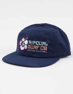 Rip Curl Hoffmann Strapback Hat. Embroidery On Front. Flat Bill. Adjustable Strapback Closure. Woven Label At Closure. 100% Polyester. Do Not Wash. Imported. Navy Spring Cap, Navy Adjustable Baseball Cap For Spring, Overalls Boys, Chino Pants Women, Surf Hats, Wwe T Shirts, Flannel Sweatshirt, Flat Hats, Hat Patches