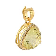 Modern style Gemstone jewelry. These Pendant are made of gold and diamond gemstone material and are capable of reflecting some light to produce a natural glow. A unique feature found only in premium jewelry. These Pendant are handmade in 18k Yellow Gold : 2. 578 grams, and Diamond : 0. 25 cts , Lemon Quartz : 5. 38 cts (ANT-7816)  This jewelry is made by hand featuring detailed workmanship. Be careful to avoid dropping or banging as physical impacts can result in damage to the pieces including s Luxury Jewelry With Diamond White Gemstone, Luxury Diamond White Gemstone Jewelry, Yellow Gold Crystal Jewelry With Diamond Accents, Gold Jewelry With Round Cut Gemstone Accents, Elegant Jewelry With Gemstone Accents And Round Cut, Yellow Sapphire Gold Jewelry, Yellow Gold Jewelry With Polished Yellow Sapphire, Elegant Brilliant Cut Gemstones As A Gift, Elegant Oval Gold Gemstones