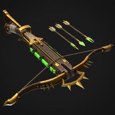 an image of a bow and arrows on a black background