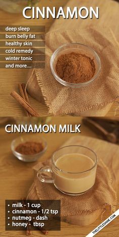 the ingredients for cinnamon milk are shown