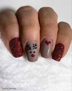 Red Christmas Nails, Cute Gel Nails, Dipped Nails