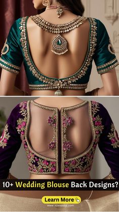 Steal the show with a stunning bridal blouse back! Discover breathtaking designs that elevate your wedding look. From intricate embroidery to bold cutouts, find the perfect back style to complement your lehenga. #bridalblouse #backdesign #weddingfashion #BlouseBacklehenga #BlouseBackfashion #indianwear #BlouseBackstyle #BlouseBackembroidery #BlouseBackdesigner Back Pattern For Blouse, Wedding Blouse Back Designs, Choli Embroidery Designs, Simple Saree Designs, Best Blouse Designs