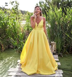 Yellow Matric Farewell Dresses, Yellow Formal Dress, Yellow Prom, Summer Hacks, Yellow Dresses, Prom Dresses Yellow, Backless Prom Dresses, Long Prom Dresses, Satin Prom Dress