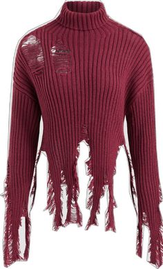 Burgundy Cotton Sweater For Fall, Burgundy Ribbed Sweater For Fall, Burgundy Ribbed Long Sleeve Sweater, Fall Ribbed Burgundy Sweater, Textile Waste, Knitted Long Sleeve, Long Sleeve Top, High Neck, Long Sleeve Tops