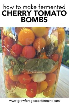 a jar filled with tomatoes and other vegetables