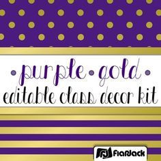 purple and gold polka dot printable class decor kit