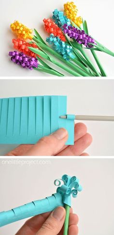 70x bloemen knutselen met kinderen Paper Hyacinth Flowers, Paper Hyacinth, Hadiah Diy, Hyacinth Flowers, Kraf Kertas, Diy Flores, Teen Programs, Fleurs Diy, Flowers Craft