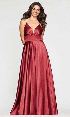 Evening V-neck Dress With Corset Back, Chic V-neck Prom Gown, Satin V-neck Dress With Pleated Bodice, Summer V-neck Dress With Flattering Cut, Dressy V-neck Dress With Fitted Bodice, Chic A-line Dress With Crisscross Straps, Fitted V-neck Dress With Crisscross Straps, Elegant V-neck Gown With Corset Back, Fitted V-neck Gown With Corset Back