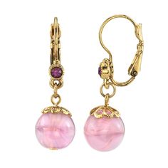 Add an amazing compliment to your wardrobe with this amethyst colored ball drop earrings. This earrings has a lever back closure, Czech crystal accent and amethyst colored round glass stone bead to finish the look. Cast in 14k gold dipped mixed metal.EARRING DETAILS Dimensions: 1.53 in. x 0.44 in. Backing: leverback Metal: alloy Plating: gold tone Finish: polished Not appropriate for children 12 years old and younger. Size: One Size. Color: Purple. Gender: female. Age Group: adult. Mixed Metals Jewelry Style, Cat Charm Necklace, 1928 Jewelry, Metalsmithing Jewelry, Ball Drop, Amethyst Color, Beaded Drop Earrings, Czech Crystal, Gold Dipped