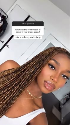 Braided Hairstyles For Black Women Colored Hair, Color Braids For Black Women Blondes, Color 30 Braids For Black Women, Different Box Braid Colors, Blond Protective Hairstyles, 613 Knotless Braids On Black Hair, Braided Color Hairstyles For Black Women, Braid Colour Ideas For Black Women, Color Mix Box Braids