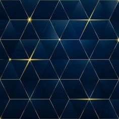 an abstract blue and gold background with many small squares in the shape of hexagons