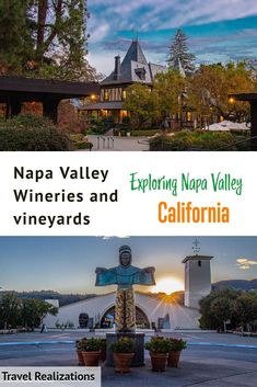 the napa valley wineries and vineyards are featured in this postcard from california