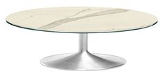 an oval marble table with metal base