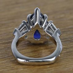 Diamond Sapphire Ring, Three Stone Diamond, Sapphire Diamond Ring, Three Stone, Sapphire Ring, Pear, Sapphire, Diamonds, White Gold