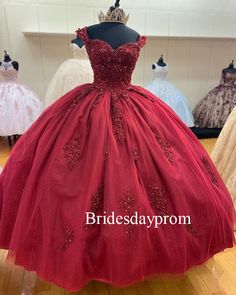 Burgundy Princess Ball Gown Quinceanera Dresses,Lace Beaded V Neck Prom Dress on Storenvy Maroon Quinceanera Dresses, Lace Quinceanera Dresses, Burgundy Quinceanera Dresses, V Neck Prom Dress, Dresses Sweet 16, Vestido Charro, Ball Gown Quinceanera Dresses, Quincenera Dresses, Red Quince