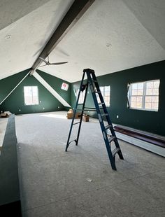 Games room above garage or man cave. Dark green, traditional paint color is Sherwin Williams Billard Green with wood beam and textured white ceiling. 

#darkgreen #games4oom #mancave #greenwalls Traditional Paint Colors, Room Above Garage, Wood Beam, Traditional Paint