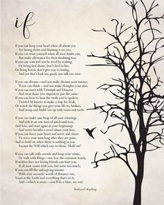 a poem written on paper with a tree and bird