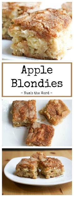 apple blondies are stacked on top of each other