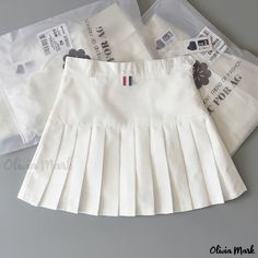 Olivia Mark - High-Waisted Pleated Skirt with Letter Pattern - College Style - Mini Skirt Academic Style, Bodycon Cocktail Dress, High Waisted Pleated Skirt, Office Dresses For Women, Maxi Dresses Fall, Knee Length Skirt Pencil, Pencil Skirt White, Half Skirt, A Line Mini Skirt