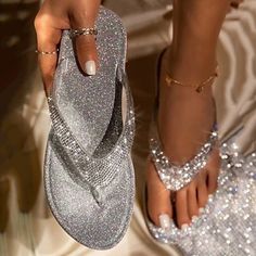 Category:Flip-Flops,Slippers; Upper Materials:PU; Embellishment:Rhinestone; Season:Summer; Heel Type:Flat Heel; Gender:Women's; Toe Shape:Open Toe; Style:Casual; Heel Height(inch):<1; Outsole Materials:Rubber; Occasion:Daily; Closure Type:Loafer; Pattern:Solid Color; Listing Date:06/05/2023; Production mode:External procurement; 2024 Trends:Comfort Shoes,Flip-Flops,Plus Size; Foot Length:; Foot Width:; SizeChart1_ID:2:184043; Size chart date source:Provided by Supplier. Casual Summer Flats, Glitter Flip Flops, Sequin Flats, Special Occasion Shoes, Glitter Flats, Rhinestone Flats, Bling Shoes, Summer Slippers, Rhinestone Sandals