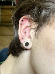 Black Onyx double helix, conch stud, triple lobe, stretched ear 0g Triple Lobe, Triple Helix, Conch Stud, Stretched Ear, Body Decor, Double Helix, Stretched Ears