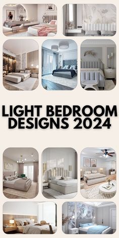 there are many pictures of different rooms in the house with text over them that says light bedroom designs 2012