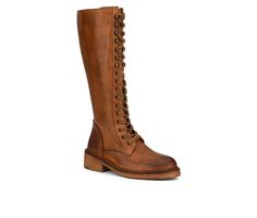 Women's Vintage Foundry Co Sadelle Knee High Boots | Shoe Carnival Womens Boots Knee High, Almond Toe Boots, Womens Riding Boots, Shoe Carnival, Toe Boots, Wide Calf, 2 Inch Heels, Metal Hardware, Tan Brown