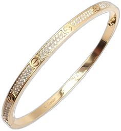 Cartier Gold Diamond Bracelets, Cartier Diamond Bangle For Wedding, Cartier Bangle Bracelets With Diamond Accents, Gold Cartier Bracelets For Anniversary, Gold Cartier Bracelet For Anniversary, Cartier Gold Bracelets For Anniversary, Gold Cartier Diamond Bracelet With 17 Jewels, Cartier Gold Bracelet With 17 Jewels, Cartier Yellow Gold Bracelet For Anniversary