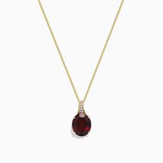 Effy Bordeaux 14K Yellow Gold Garnet and Diamond Pendant, 4.68 TCW Yellow Stone, Gold Yellow, Diamond Pendant, Round Diamonds, Garnet, Gold Metal, Gold Necklace, Yellow Gold, Necklaces