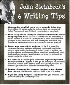 an advertisement for john stein beck's 6 writing tips, with the text below it