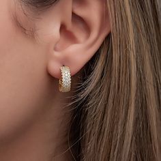 Add some sparkle to any outfit with our rose gold-plated stud earrings. These cubic zirconia crystal studs are sure to catch the eye and elevate your look. The perfect accessory for a touch of glamour (without breaking the bank)! Metal: 925 sterling silver (18k rose/yellow gold-plated) Earring measurements: 1.5 cm x 0.55 cm (0.6" x 0.2") Stones: cubic zirconia Hypoallergenic: nickel-free materials used therefore suitable for those with metal allergies Jewelry Traditional, Round Stud Earrings, Rose Yellow, Gold Plated Earrings, The Bank, Silver Roses, Silver Rose Gold, Diamond Stone, Silver Earrings Studs