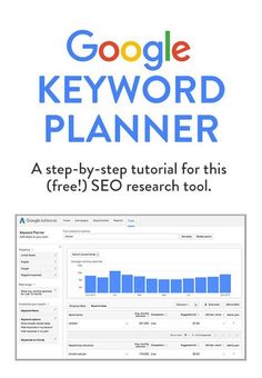 the google keyword planner is shown with an image of a bar graph on it