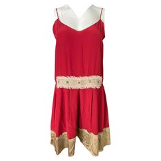 - Spaghetti straps - Relaxed fit - V neck line - Mini, above the knee length Red Silk Mini Dress, Mcdonalds Fast Food, Jeremy Scott, Silk Mini Dress, Derek Lam, Red Silk, Above The Knee, Day Dresses, The Knee