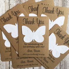 four thank you cards with butterflies on them