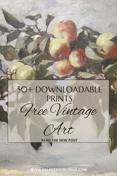 an apple tree with the words 50 + print's free vintage art read the new post