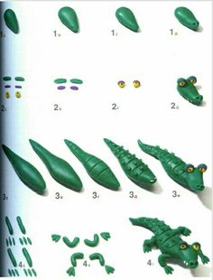 the instructions for making plastic alligators are shown in this book, with pictures of them